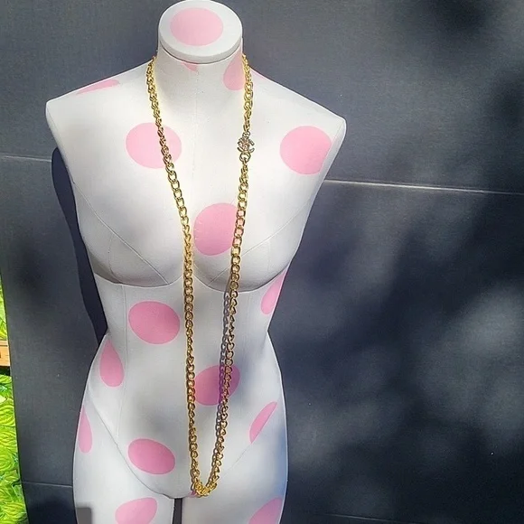 Chanel Vintage Gold Chain Extra Long Rhinestone CC Layering Necklace 03S - Picture 7 of 12